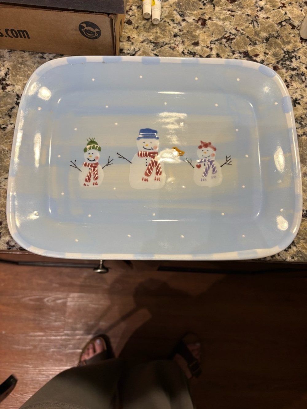 Light Blue Snowman Serving Platter
